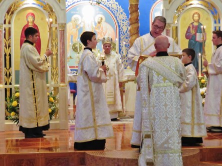 Reading of Gospel by Deacon Larry assisted by Deacon Basil